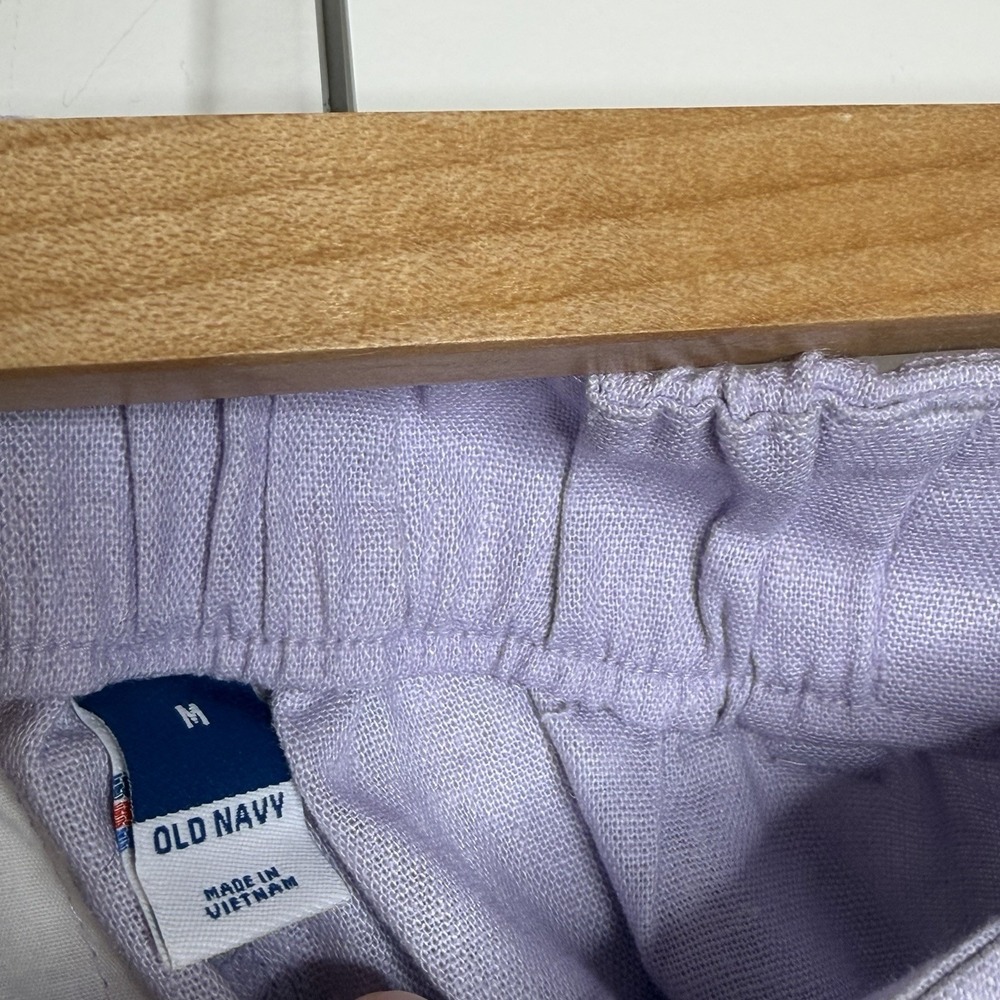 Old Navy Pleated Linen Blend Shorts Lavender Womens M Coastal Preppy High Rise - Picture 3 of 6